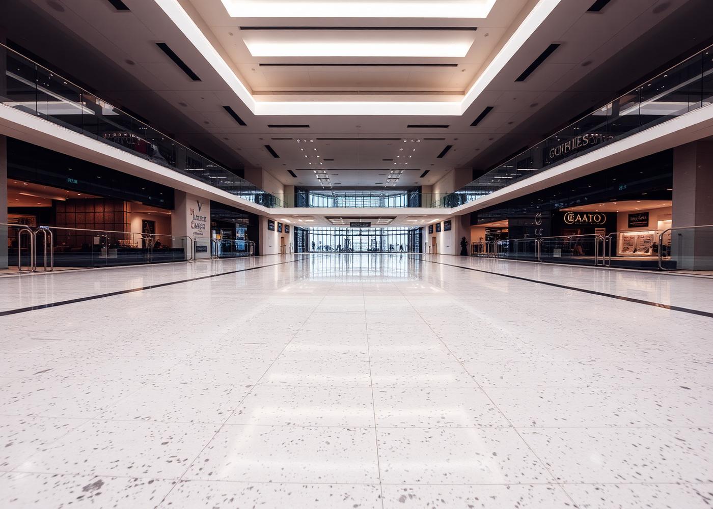 Shopping centre atrium with terrazzo floor