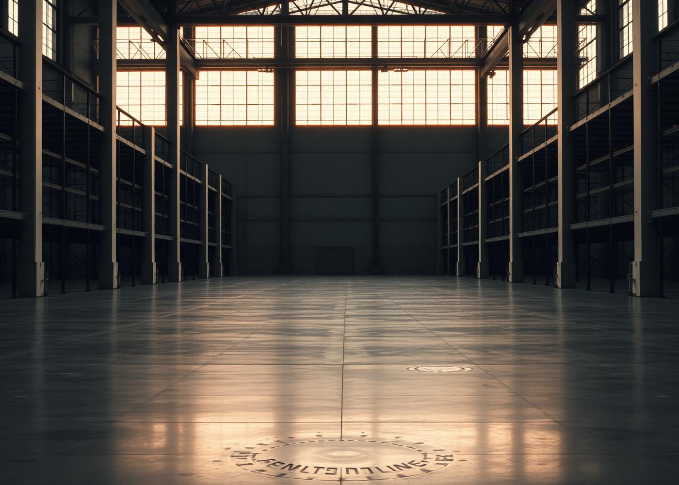 Empty warehouse with polished concrete floor